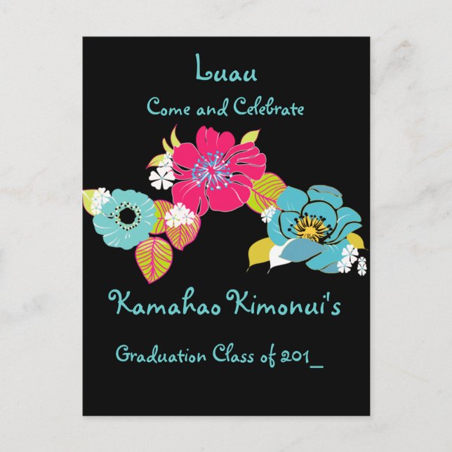 Postcard de la Graduación Invitaciones Luau, clase (Anverso)