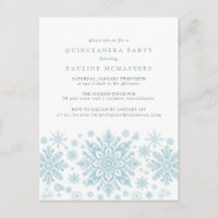 POSTCARD Quinceanera Invitación al copo de nieve a