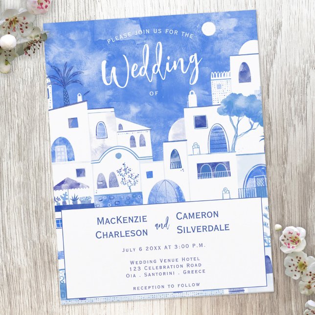 Postcarta de invitación a bodas de Santorini (Subido por el creador)