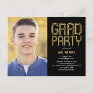 Postcarta de invitación a fiesta de graduación de 