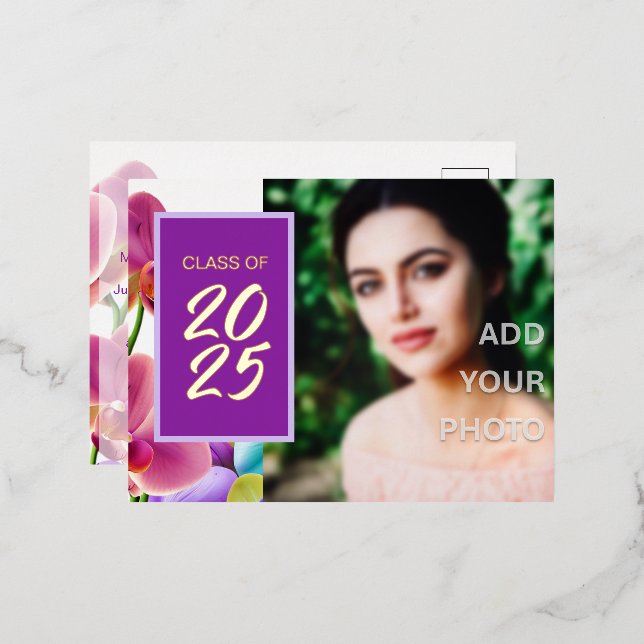 Postcarta de invitación a graduación de Relieve me (Anverso/Reverso)