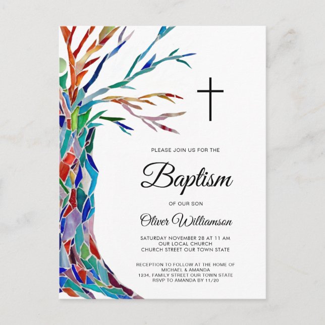 Postcarta de invitación a la cristiandad del bauti (Anverso)
