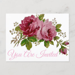Postcarta de invitación a la elegancia rosa
