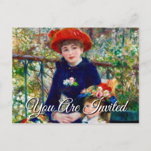 Postcarta de invitación a madre e hijo de Renoir
