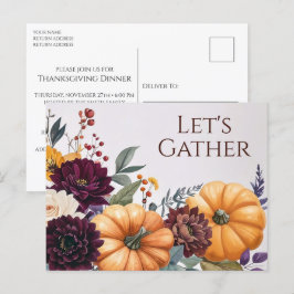 Postcarta de invitación al Día de Acción de Gracia