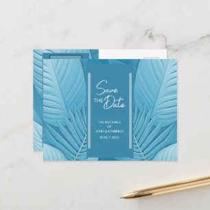 Postcarta de Invitación de Boda Verde azulado trop