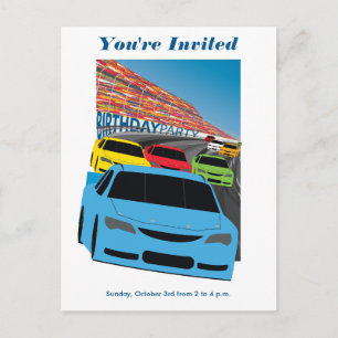 Postcarta de invitación de fiesta de autos de carr