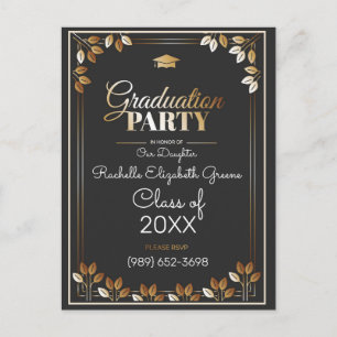 Postcarta de invitación de fiesta de graduación