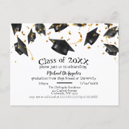 Postcarta de invitación de fiesta de graduación