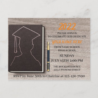 Postcarta de invitación de fiesta de graduación
