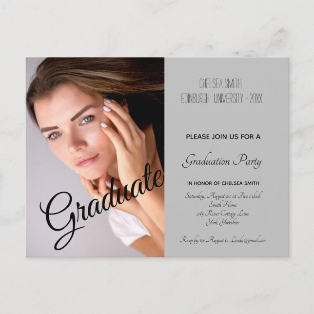 Postcarta de invitación de fiesta de graduación de (Anverso)