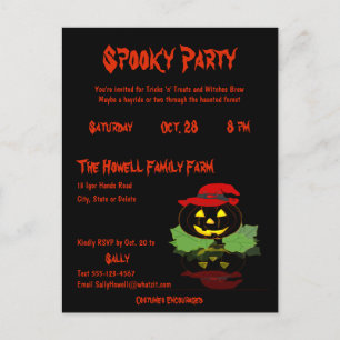 Postcarta de invitación de fiesta de Halloween con