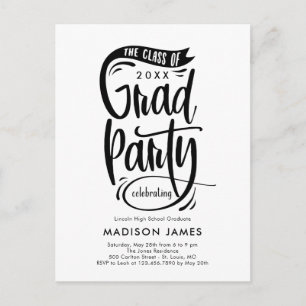 Postcarta de invitación de la fiesta de graduación
