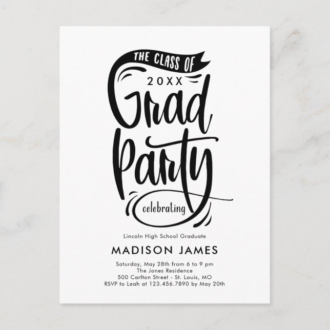 Postcarta de invitación de la fiesta de graduación (Anverso)