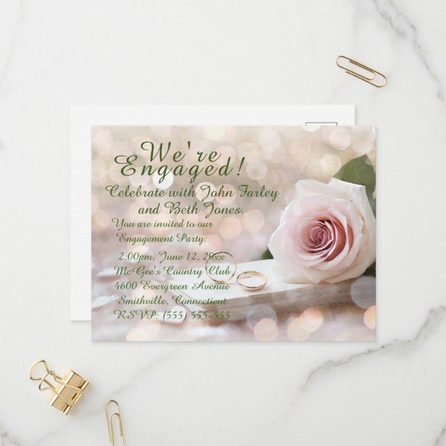 Postcarta de invitación de la parte de compromiso (Anverso/Reverso In Situ)