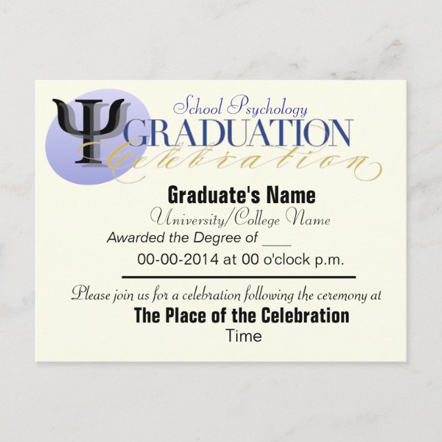 Postcarta de la Invitación de graduación de Psicol (Anverso)