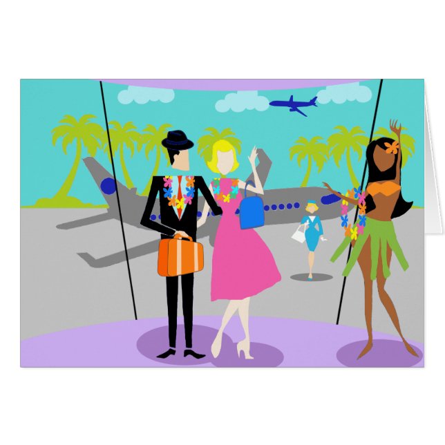 Postcarta de vacaciones tropicales retro (Anverso (Horizontal))