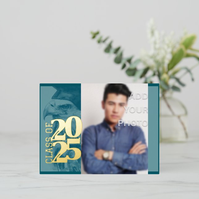 Postcarta especial de invitación a Relieve metaliz (Anverso de pie)