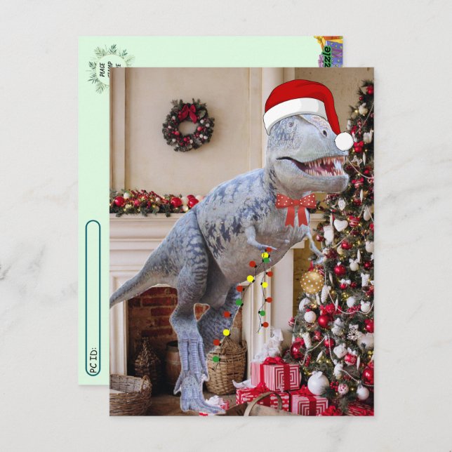 Postcross - postal de Navidades de dinosaurios (Anverso / Reverso)