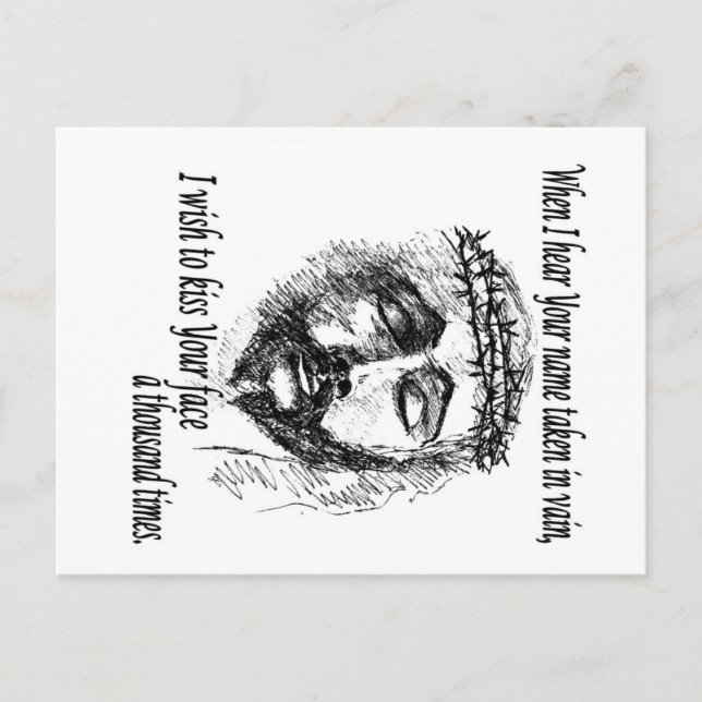 Poste la tarjeta con la cabeza de Cristo y diciend (Anverso)