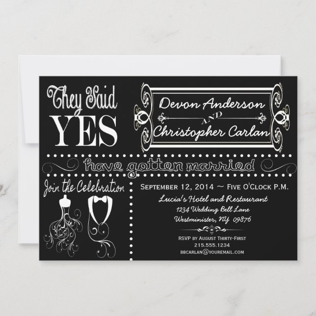 Poste que casa la invitación de moda de la pizarra (Anverso)