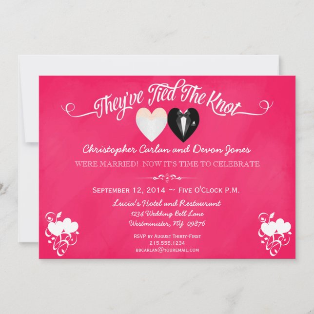 Poste que casa la invitación rosada de moda de la (Anverso)