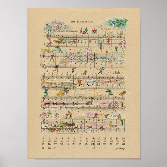Póster Н de enero а р р Notas Calendario 2022 (Frente)