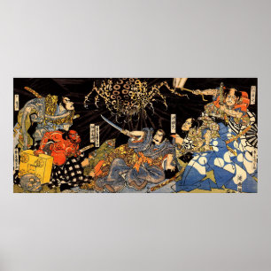 Póster お 化 け 蜘, 国 芳, Monster Spider, Kuniyoshi, Ukiyo-e