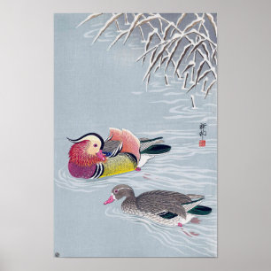 Póster オシドリ, 小原古邨 Mandarin duck, Ohara Koson, Ukiyo-e