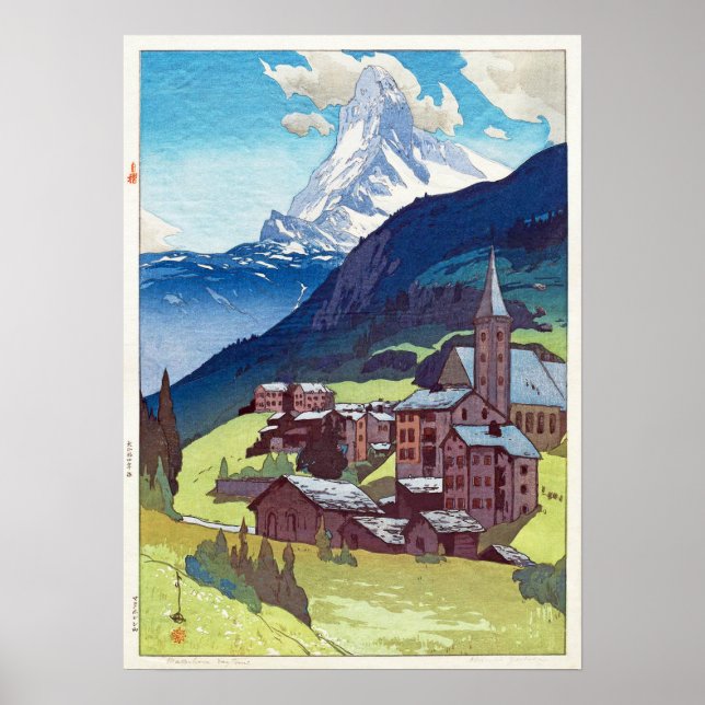 Póster マ タ ホ ル Matterhorn, Hiroshi Yoshida, Woodcut (Frente)