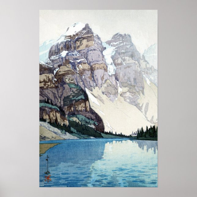Póster モ レ・湖, Lago Moraine Yoshida, Woodcut (Frente)