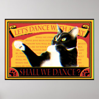 Póster レトロマッチデザイン 踊る猫 Retro Match Dancing cat