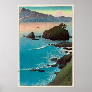 Póster 久 手 の, Kude Beach en Wakasa, Hasui Kawase, Woodcut