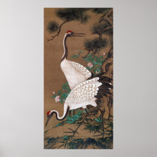 Póster 双 鶴 図, 渡 辺 石 Grúa, Watanabe Shuseki