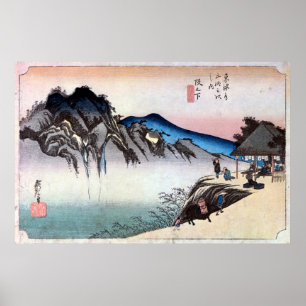 Póster 坂 下 宿, 広 Sakashita-juku, Hiroshige, Ukiyo-e