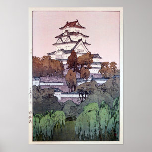 Póster 城 路 姫, Castillo Himeji, Hiroshi Yoshida, Woodcut
