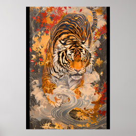 Póster 【大】躍動感あふれる虎の一歩/A tiger full of motion