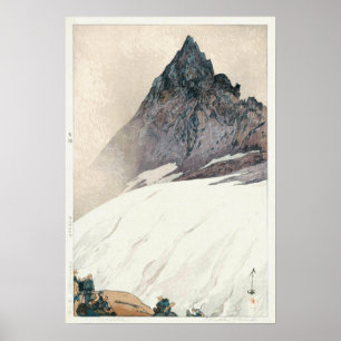 Póster 岳 ヶ 槍, Monte Yari, Hiroshi Yoshida, Woodcut