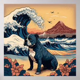 PÓSTER 日本の伝統的なヴィンテージデザインを使用したアート作品 フレンチブルドッグ犬