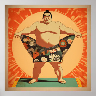PÓSTER 日本の伝統的なヴィンテージデザインを使用したアート作品 相撲力士