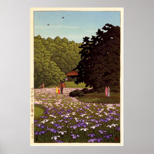Póster 明 治 神 宮 菖 園, Iris Garden at Meiji Shrine, Hasui Ka