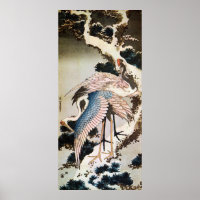 松 に 鶴, 北 斎 grañones en el árbol de pino, Hokusai,