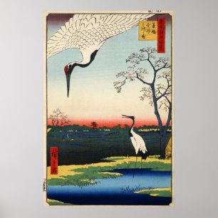 Póster 江 戸 の 鶴, 広 重 Crane de Edo, Hiroshige