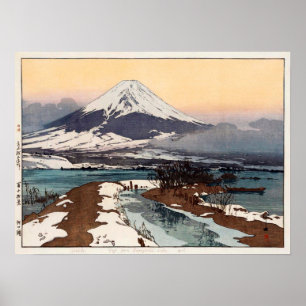 Póster 湖 口 河, Lago Kawaguchi, Hiroshi Yoshida, Woodcut