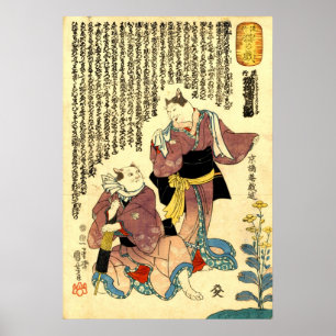 Póster 猫 の 役 者, 国 芳 Actores del Gato, Kuniyoshi, Ukiyo-e