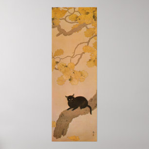 Póster 猫 黒, 春 草 gato negro, Shunsō