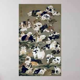 Póster 百 犬 図, 伊 藤 若 Cientos de Perros, Itō Jakuchū