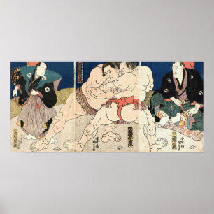 Póster 相 撲, 国 貞 lucha libre de Smou, Kunisada