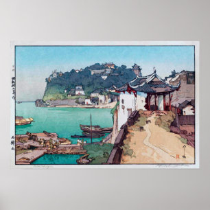 Póster 石 鐘 山, Shak Chung Shan, Hiroshi Yoshida, Woodcut