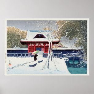 Póster 芝 公 園 の, Nieve en el parque Shiba, Tokio, Hasui Ka